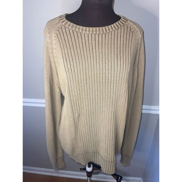 Columbia‎ Mens Ribbed Tan Sweater Sz L Pullover Oversized - Picture 1 of 5